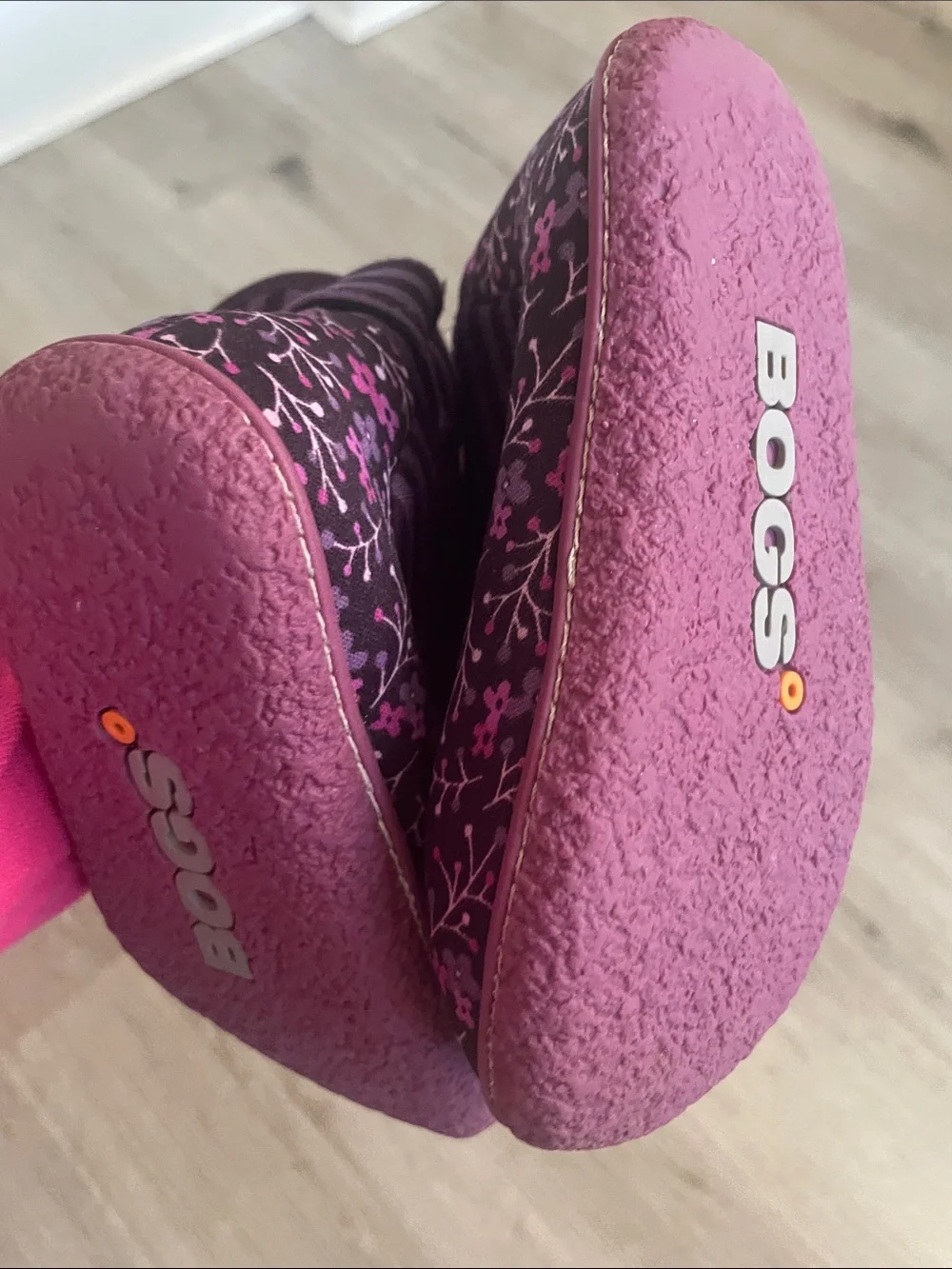 BOGS Purple Floral Stripe Toddler Waterproof Winter Boots